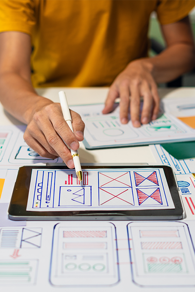 User experience designer laying out website