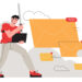 Illustration of a email marketing organizing his inbox tabs
