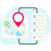 illustration of smartphone using yelp for directions and reviews