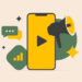 illustration of smartphone using a video app